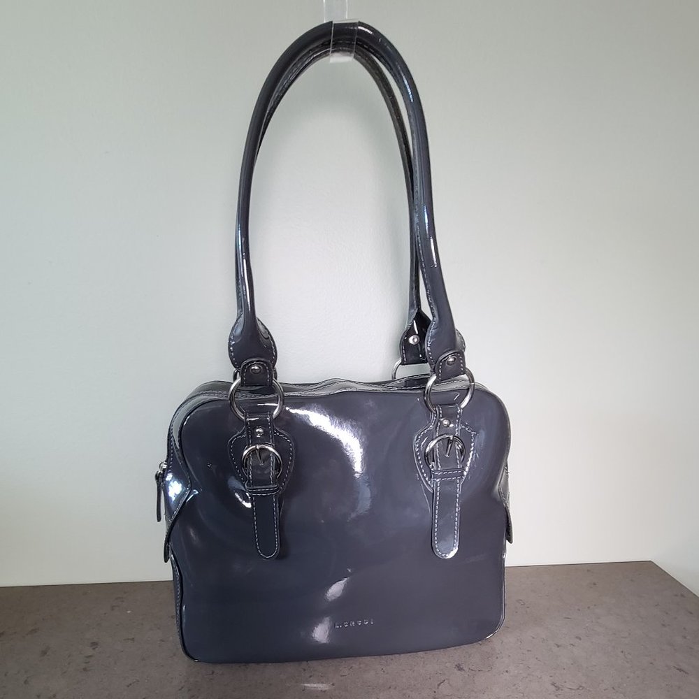 Patent Leather Shoulder Bag in Dark Gray - Unbranded